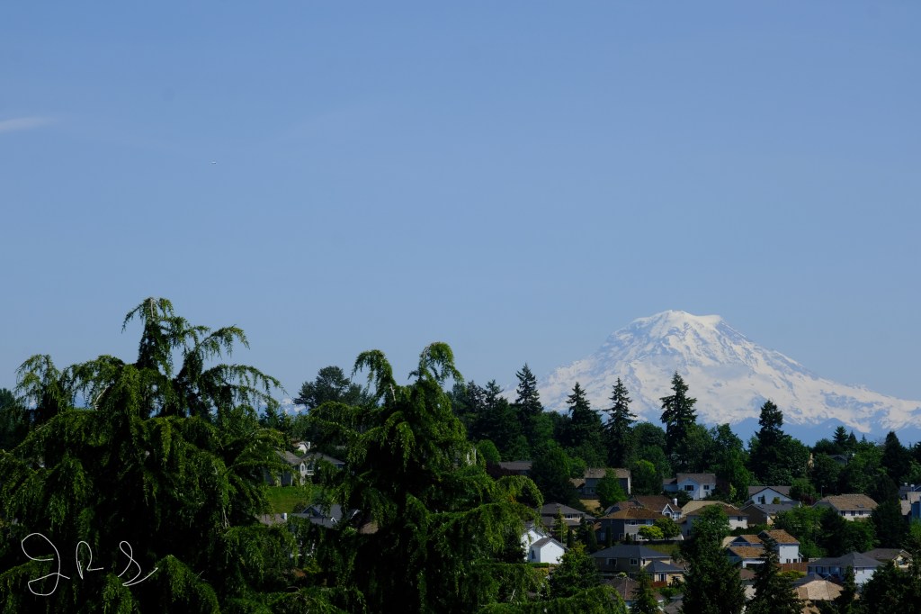 Mount Rainier from a cliff near Browns Point